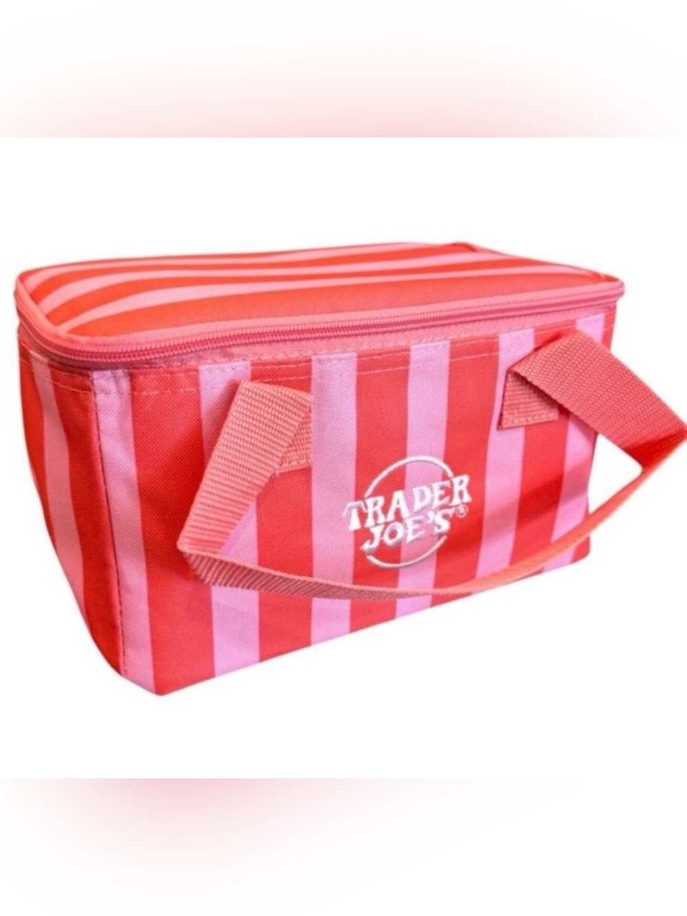 2 - Trader Joe's Pink & Red Striped Insulated Mini Tote
